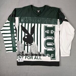 HUF Worldwide x Playboy Shirt Mens Small White Green Long Sleeve Football Jersey